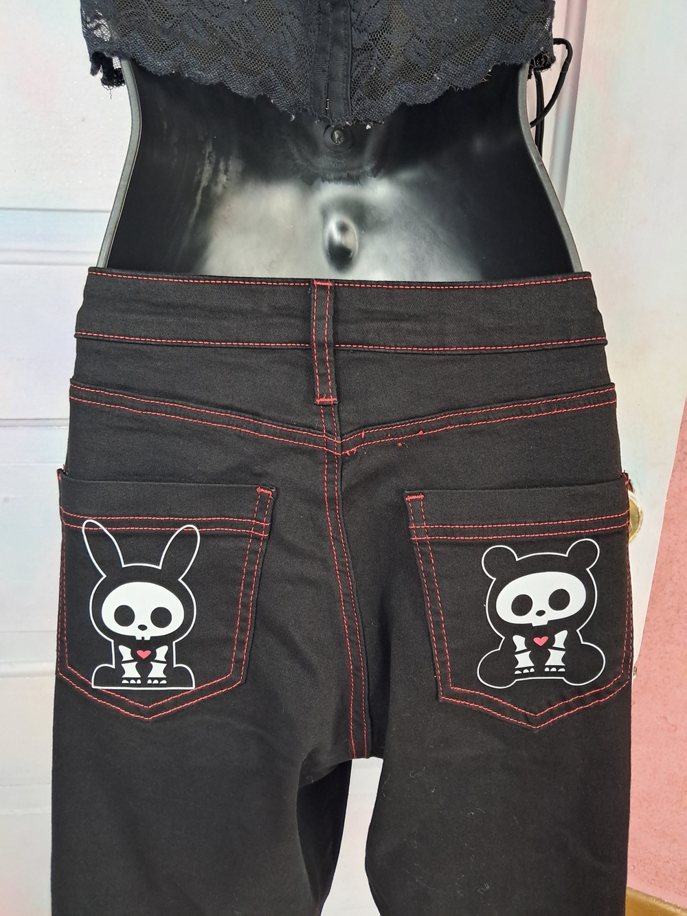 Nwt Skelanimals Emo Flared Pants Red Stitching-  Jack & ChunKee On Back Pockets